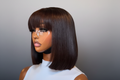 Fringe Bob Wig Grey Background
