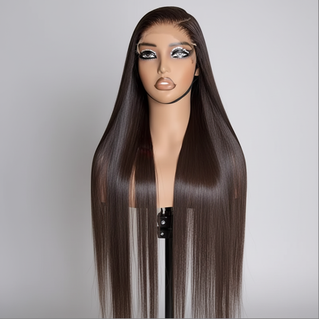 Single wig with gray and white background